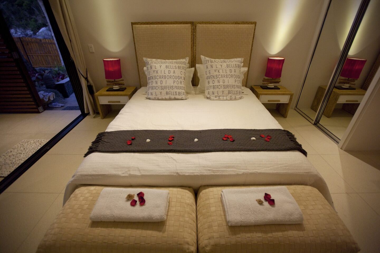 Bedroom configured with two single beds